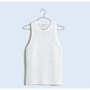 Madewell Women's Crochet-Knit Crewneck Sweater Tank Bright Ivory Size Medium